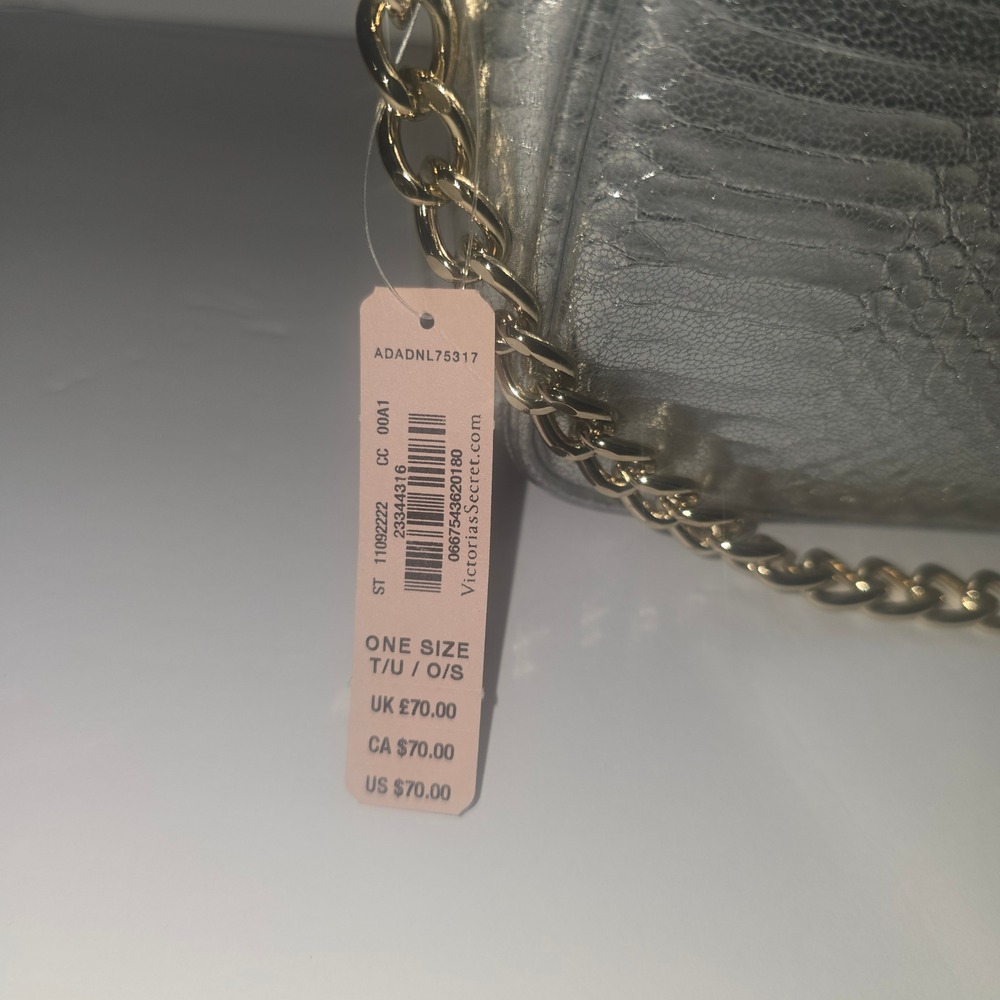 NWT Victoria's Secret Fashion Show Crossbody Bag Metallic Silver MSRP $70 - Picture 8 of 8